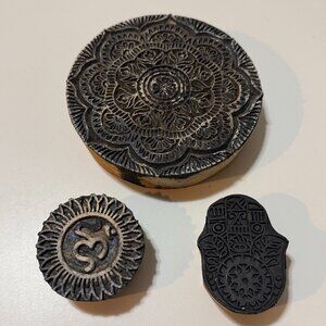 Floral Mandala, Om, Hamsa Stamps for Wood, Pottery, Printing, Henna and more